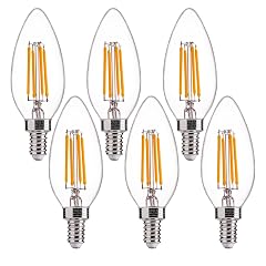 FLSNT 60W Equivalent LED Chandelier Light Bulbs Dimmable E12 Base Clear B11 LED Filament Candelabra Bulbs 2700K Soft