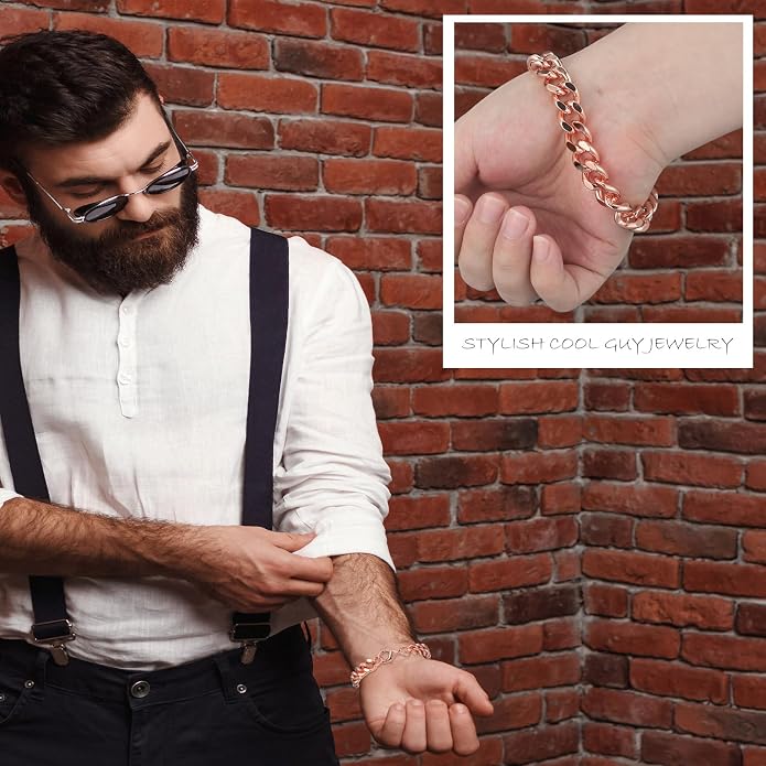Pulsera de cobre para hombre 9 inch miniatura 6