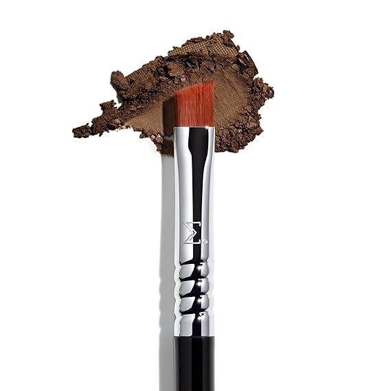 Sigma Beauty E65 Small Angle Brush Use for Winged Eyes or Brow - Precision Angled Brush for Gel or Powder Products - Create Precise Lines & Strokes - Chrome