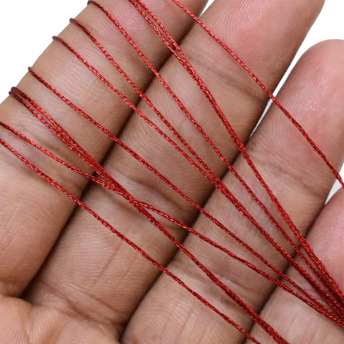 Embroiderymaterial 0.5 MM Thick Metallic Zari Threads for Jewellery Making, Bracelet Making, Zari Thread for Aari Work, Embroidery Work, Dori/Rope, Safe to use in Machine (274 Meters/Ruby Red Color) 2