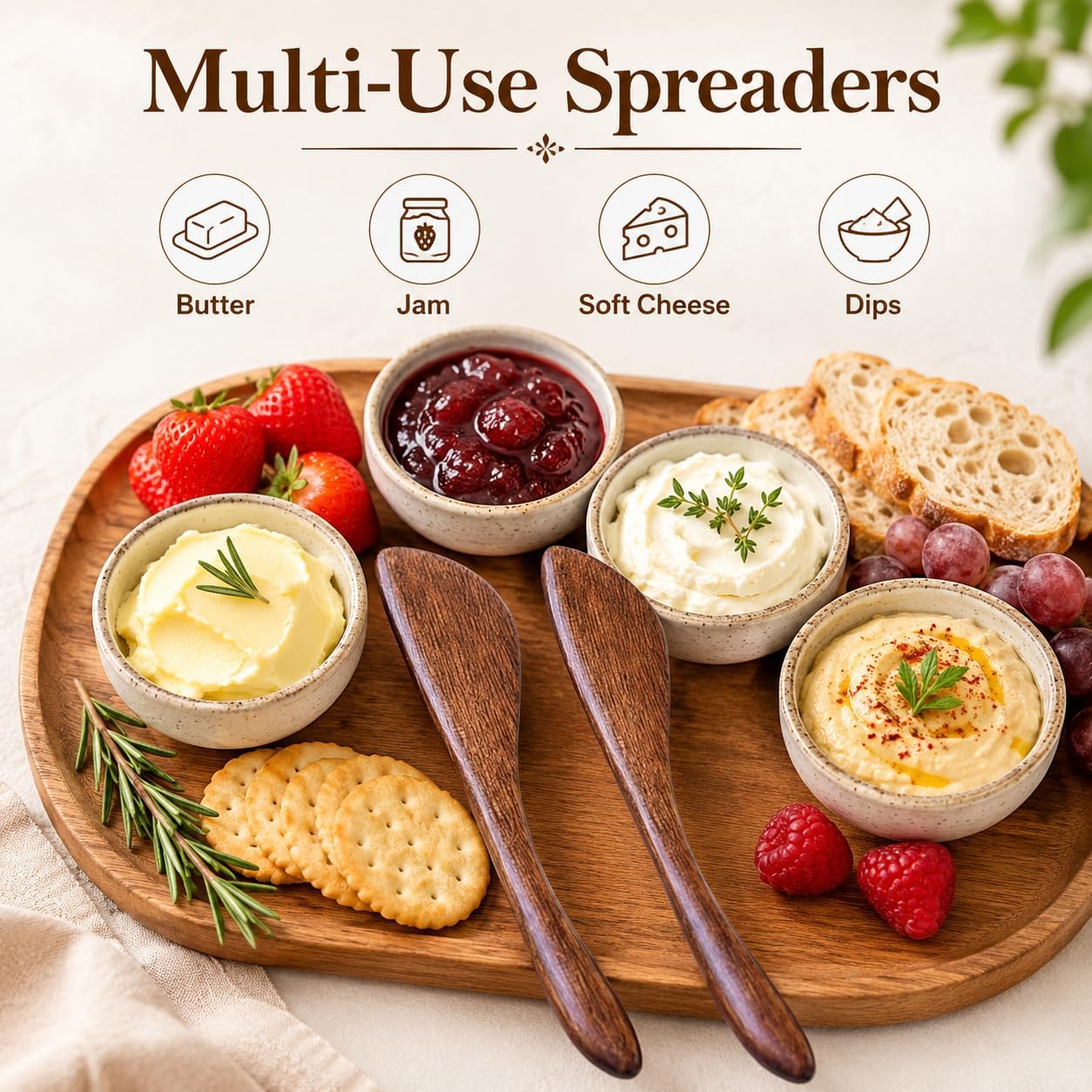 2 Pcs Mini Wooden Butter Spatula, Cheese Spreader Jam Knives Cake Knives
