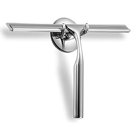 Ettori Shower Squeegee Clear Glass Wall Cleaner Stainless Steel with Suction Storage Hook -10\'\', Chrome