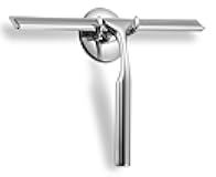 Ettori Shower Squeegee Clear Glass Wall Cleaner Stainless Steel with Suction Storage Hook -10'', Chrome