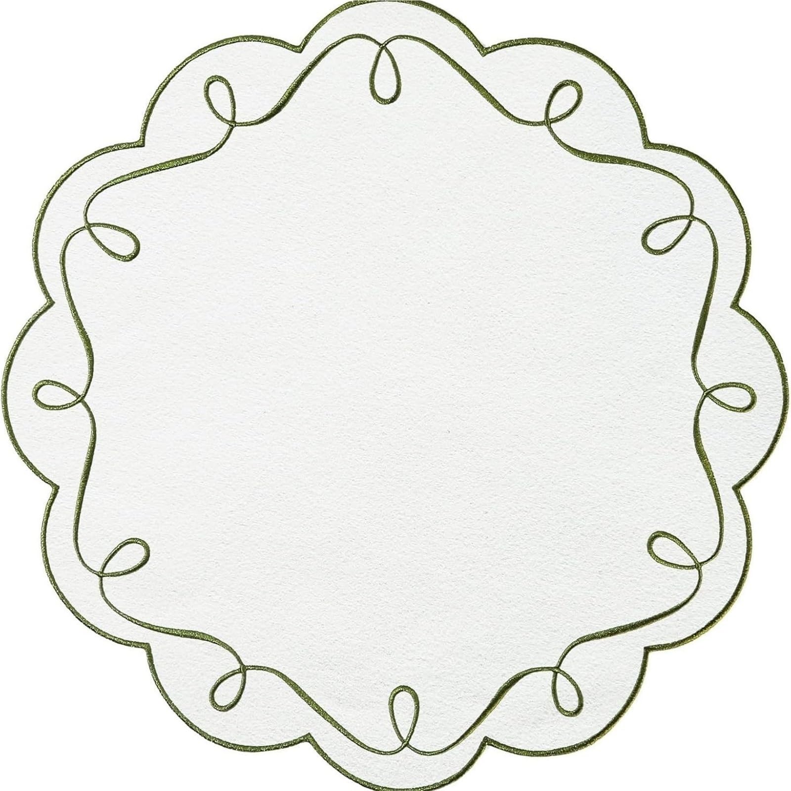 Placemats Circular Wavy Edge Embroidered Placemat Napkins Hotel Western Restaurant Tabletop Insulation Mat Party Decoration(Green(4PCS))