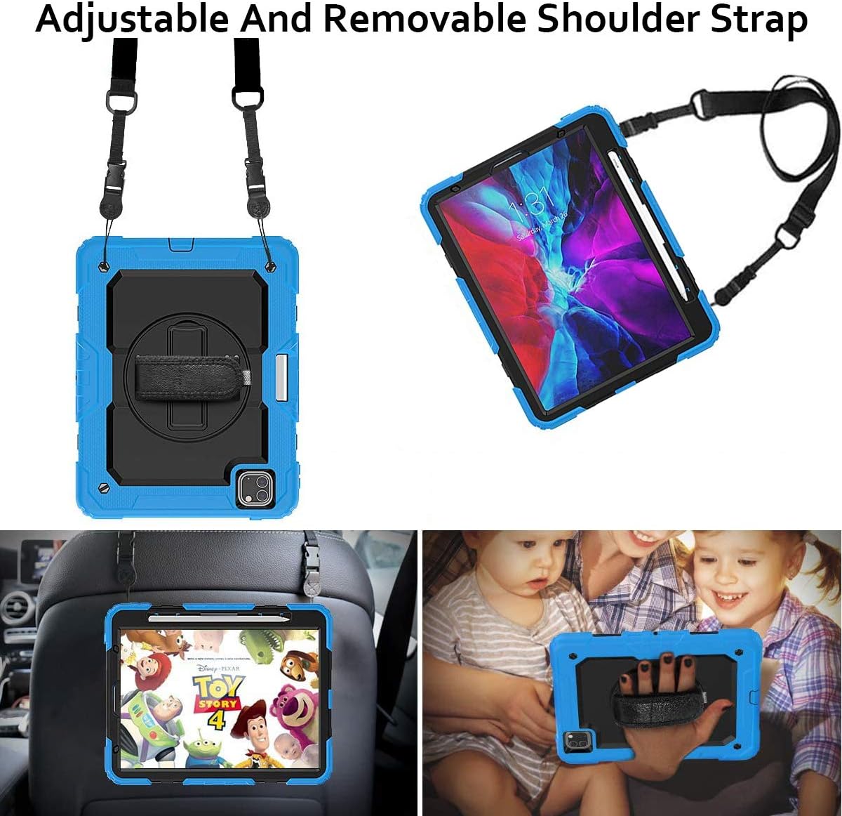 DuraSafe Cases for iPad PRO 12.9 3 4 5 6 [iPad Pro 12.9 6th 2022 5th 2021 4th 2020 3rd 2018 ] A2436 A2764 A2437 A2378 A2461 A2379 A1876 A2014 A1895 A2229 A2069 A2232 Kick Stand Rugged Case - Sky Blue