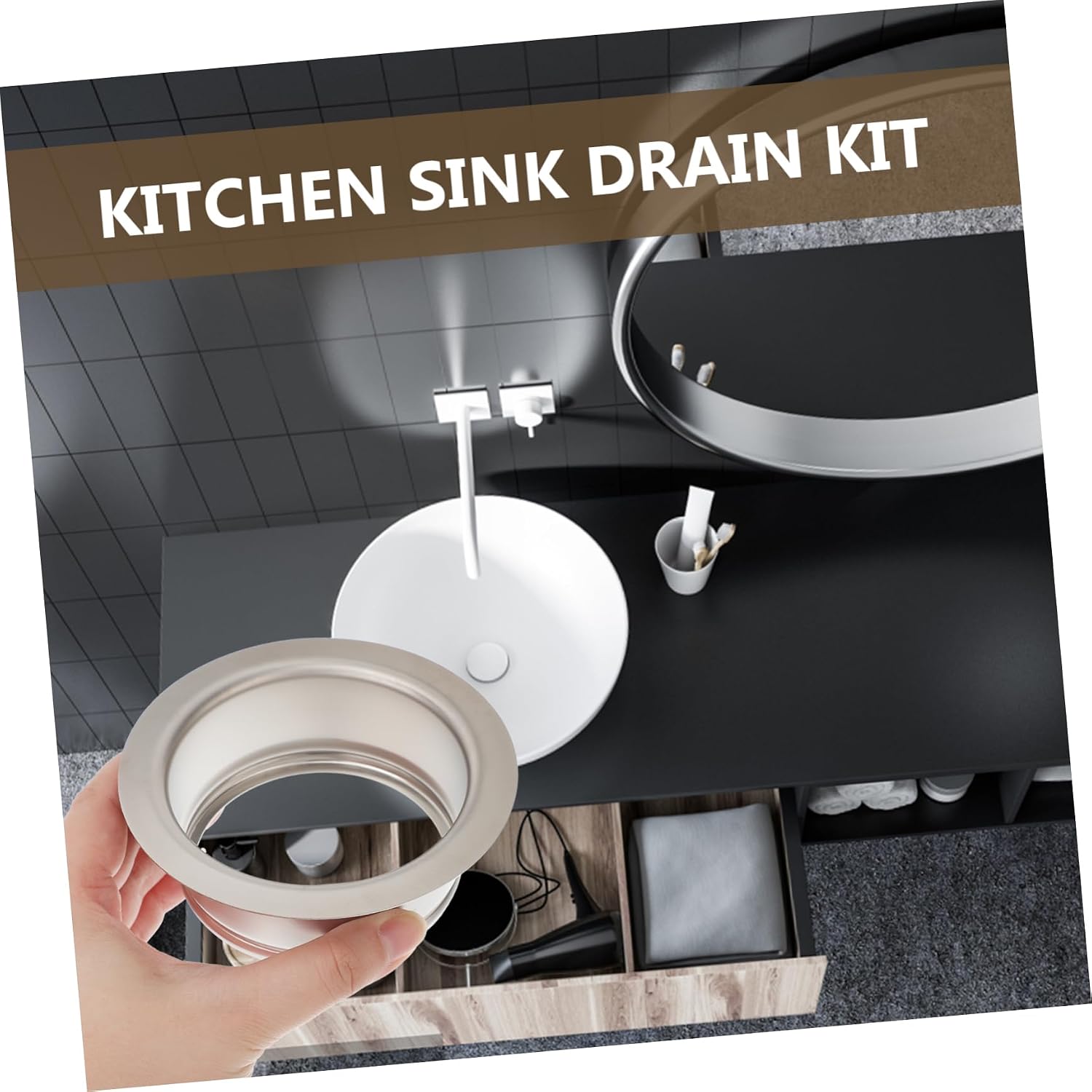 Sink Drain Openings Stainless Steel Drain Flange for Kitchen Waste Disposal Sink Clog Remover