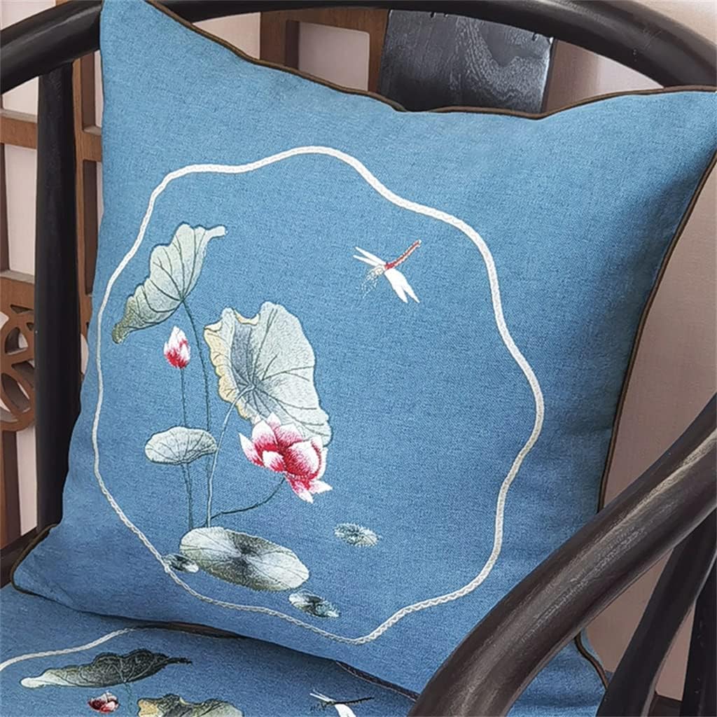 HBJWOV Embroidery Pattern Cushion Cover Sofa Pillow Chinese Embroidered Decorative Cushions Flower(Black)