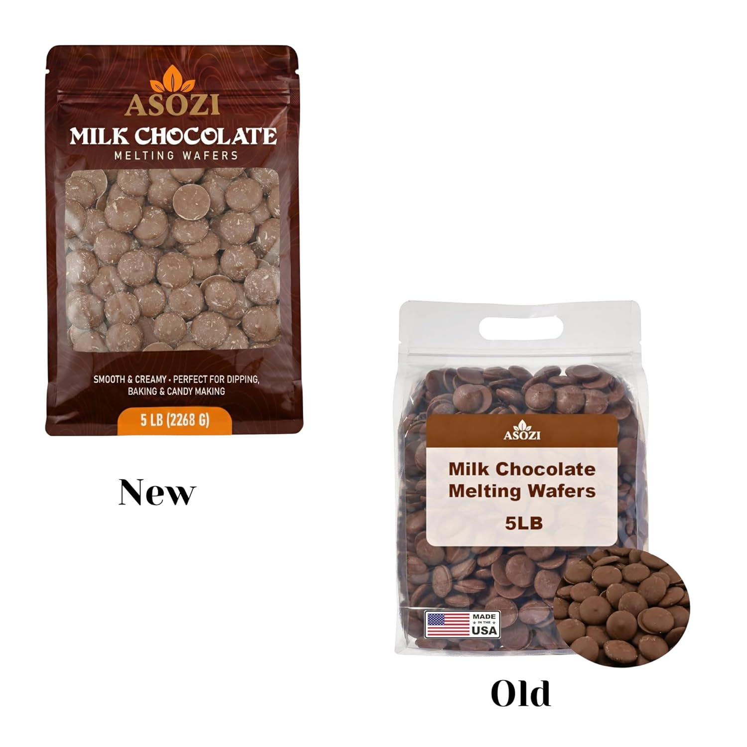 Milk Chocolate Melting Wafers - 5 pounds of Milk Chocolate Cocoa Lite, Perfect for Melting and Dipping, and Dubai Chocolate Bar, Premium Quality Chocolate Wafers for All Your Baking Needs - 80oz