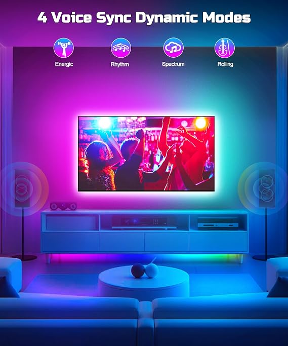 5m Led Strip Light for 45-75 Inch TV RGB Backlight Music Sync Color Changing,Bluetooth Function Light Strip,TV Backlight with App & Remote Control, Led Lights for Bedroom,Room,Home Decor [Energy Class F]