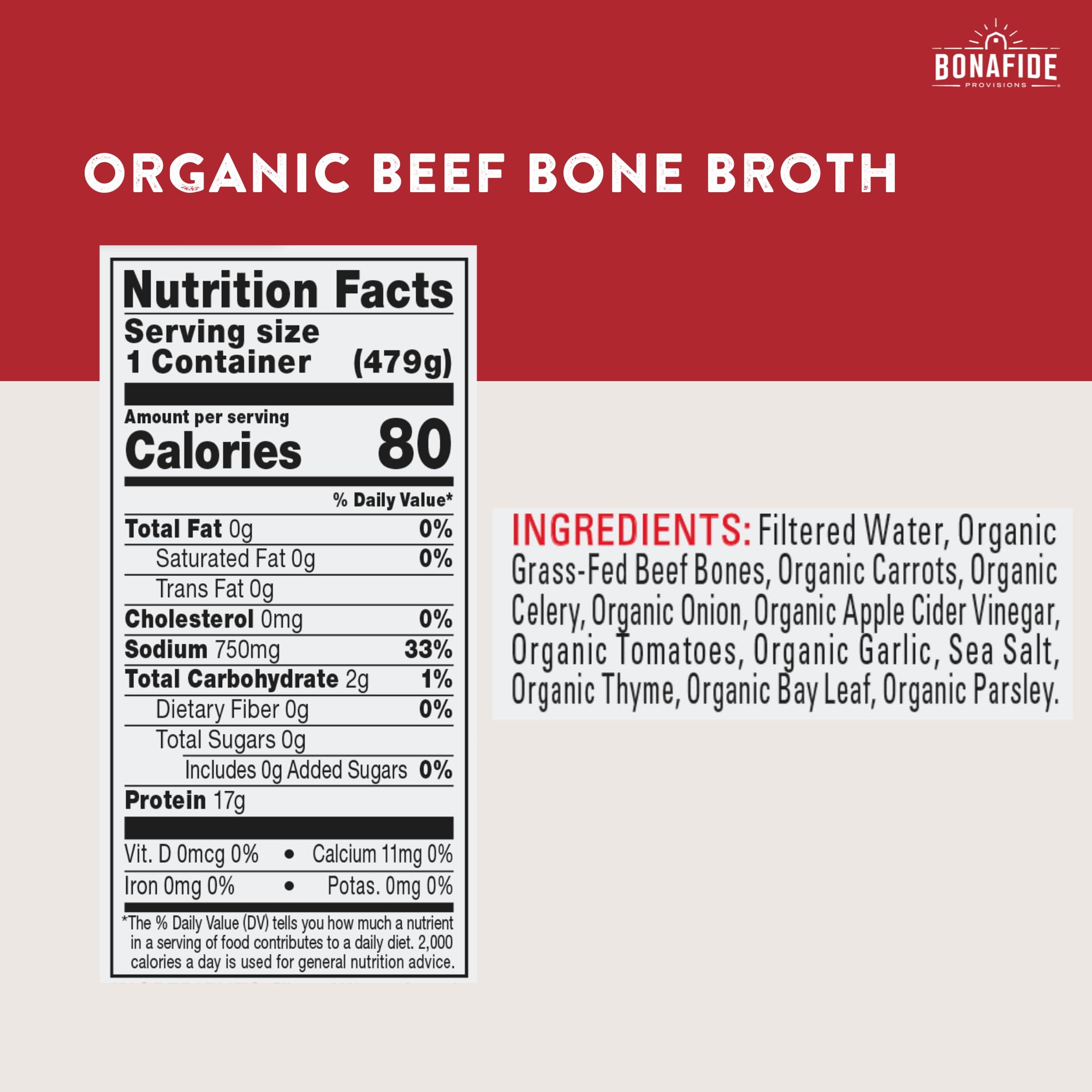 Bonafide Provisions Fresh Organic Beef Bone Broth, 16.9oz - 6 Pack thumbnail 9
