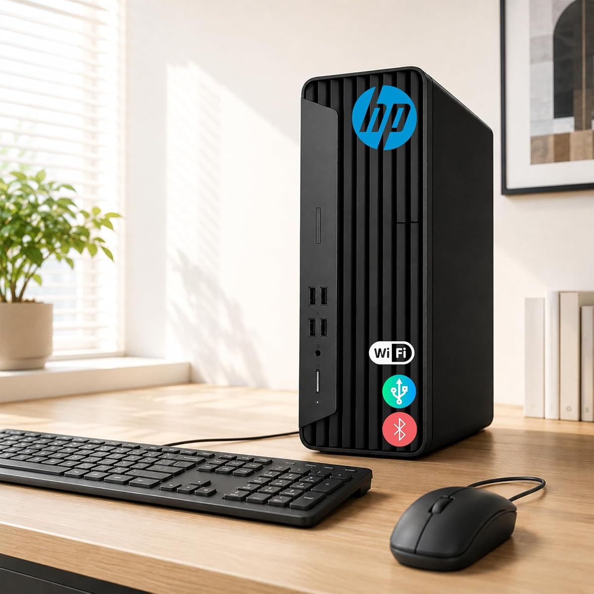Computadora de escritorio HP ProDesk G7 SFF, CPU Intel, compatibilidad con pantalla dual 4K | 16 GB de RAM, disco duro de 2 TB + SSD de 128 GB | Wifi| Bluetooth| HDMI, USB, RJ-45| Gana 11 profesionales| Teclado y ratón con cable| Negocios y personales