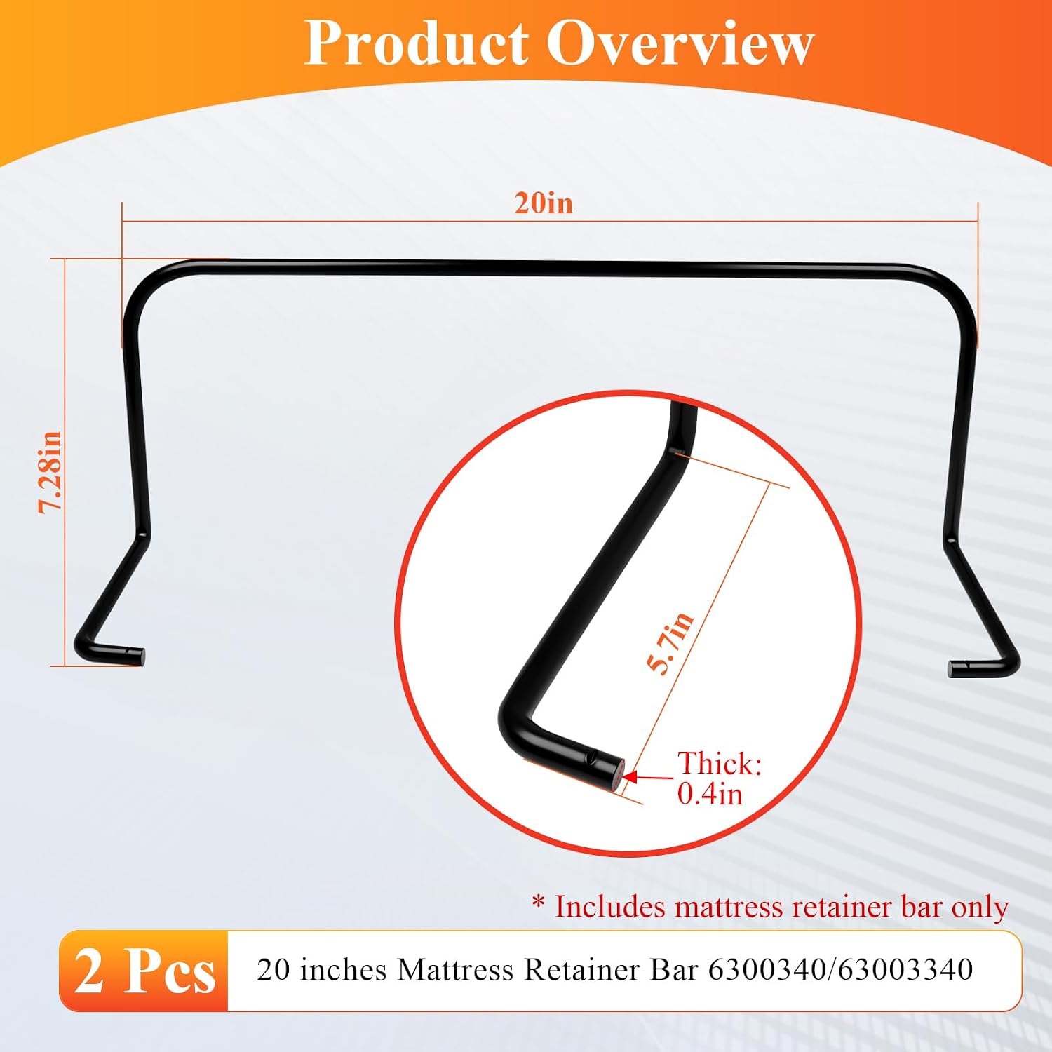 20 Inch Mattress Retainer Bar Model 6300340/63003340 for Tempur-Pedic Ergo image 2