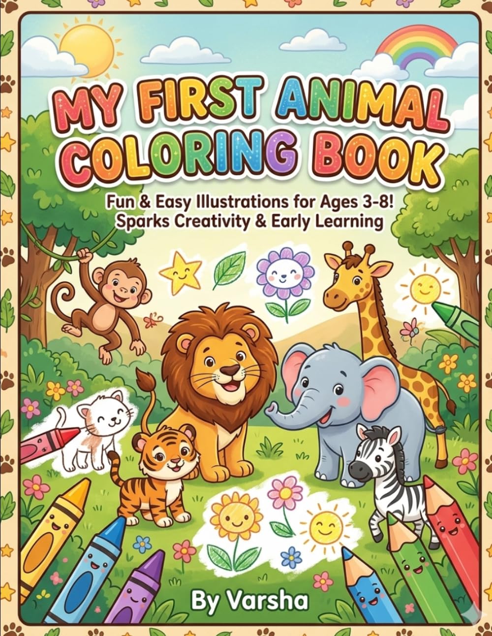 MY FIRST ANIMAL COLOURING BOOK: Fun & Easy Illustrations for Ages 3-8