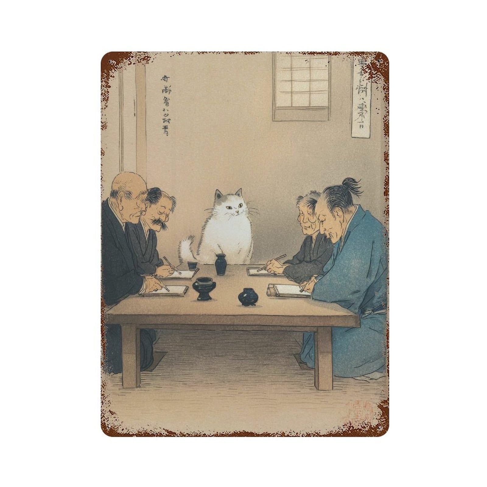 xiaoxiaoshen Cat Meeting. Ukiyo Wall Decor Art Metal Tin Poster Modern Home Decor Art Home Bar Shop Decorations Vintage Sign 40x30cm