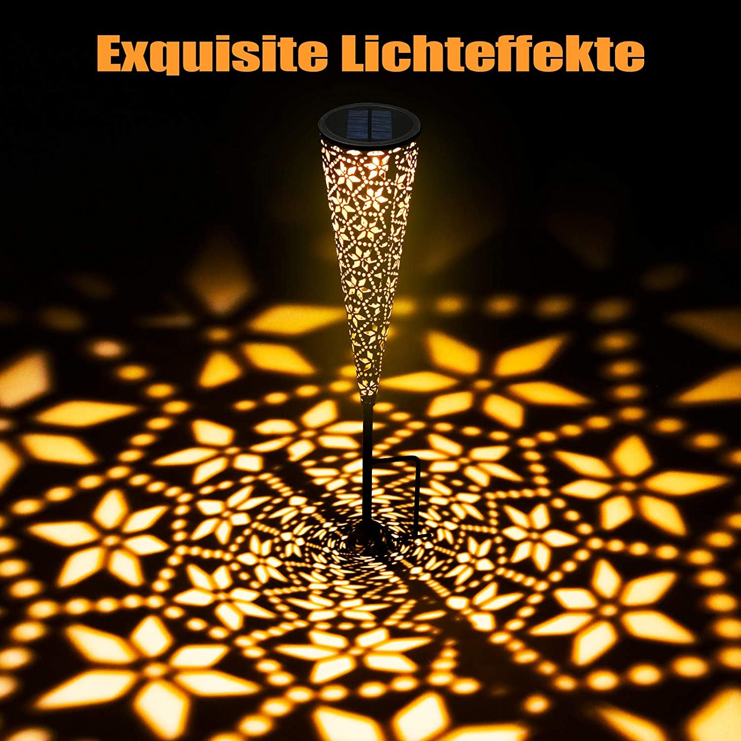 Lampade da giardino solari Görvitor esterni, 6 pezzi con picchetto da terra, lampade solari da giardino in metallo stile retrò con fiore a diamante, lampade solari impermeabili IP65 esterni giardino