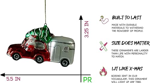 Miniatura 4 de Party Rock  Santa y Camper con adorno de cristal para árbol de Navidad  Colección Santa