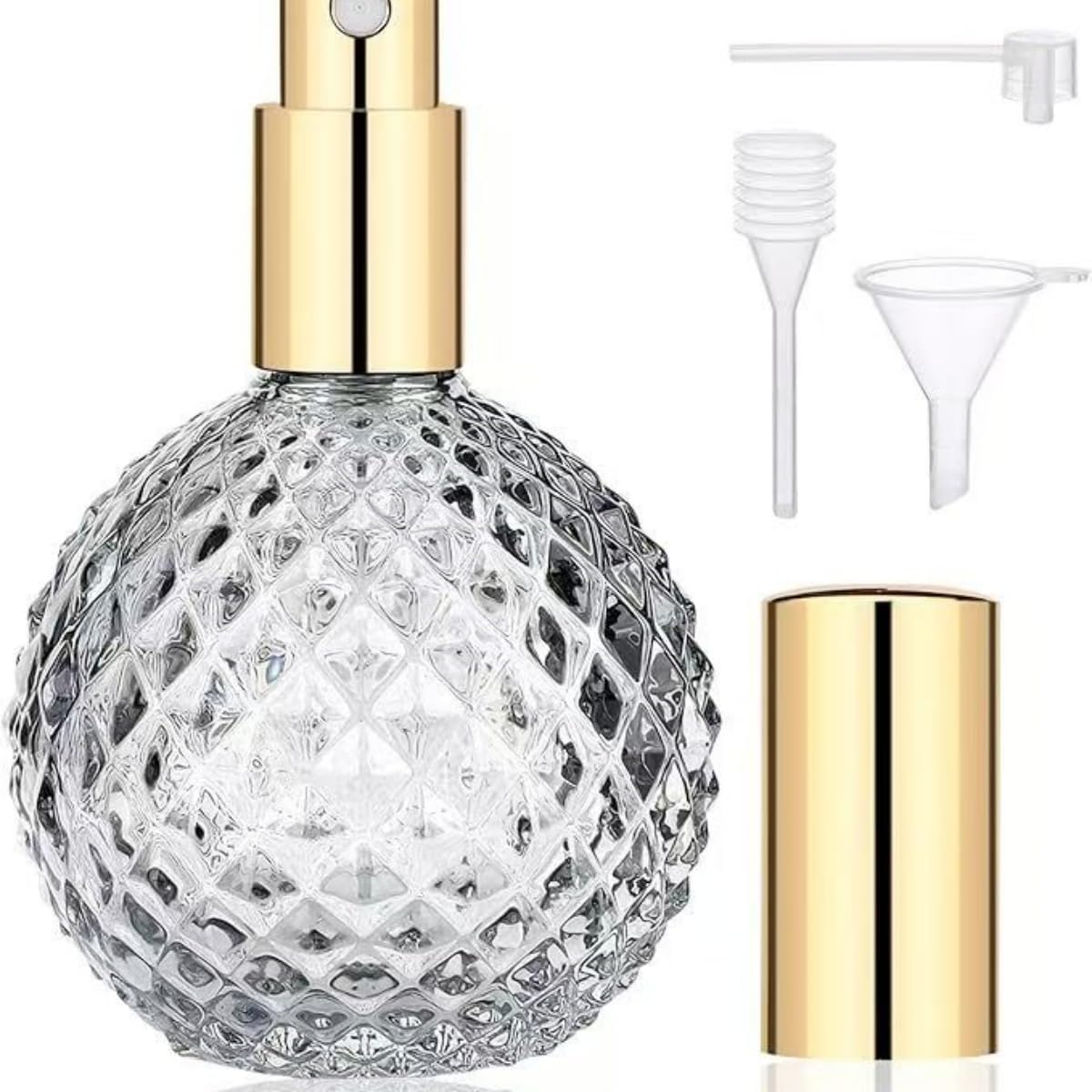 100ml Glass Perfume Bottles Retro Empty Perfume Bottle Refillable Decorative Fine Mist Spray Bottles for Women Atomizer Sprayer with Refill Tool for Travel (Gray)