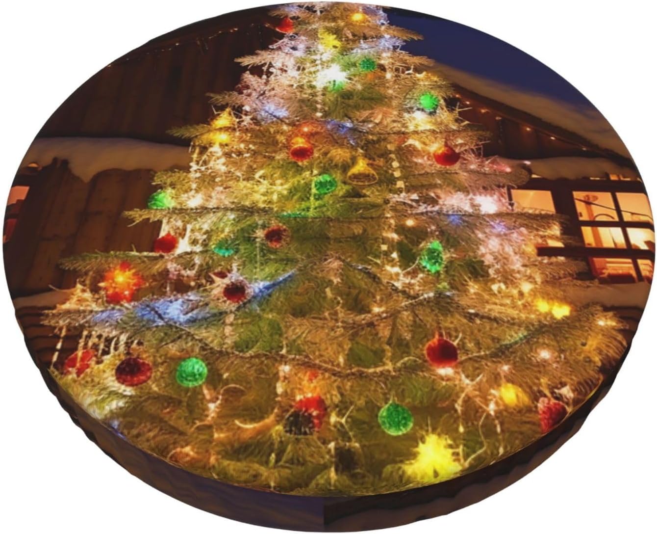 Bar Stool Cover Round Elastic Stool Cushion Covers Xmas Tree Bar Chair Cover Washable Stool Cushion Slipcover Stretch Stool Seat Covers for 12-14 Inch Chair