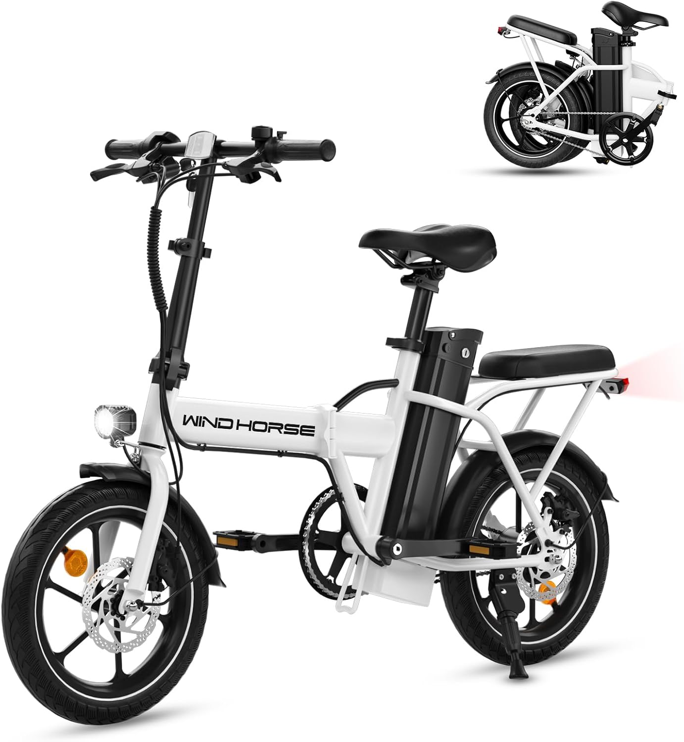 RIDWIND 16" Folding Electric Bike Adults, Peak 630W Adult Electric Bicycles, Up to 25 MPH and 35 Miles Foldable Ebikes, Electric Bike for Teens with 36V 8Ah Removable Battery, UL2849 Certificate