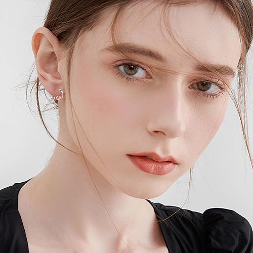 Miniatura 2 de Aretes de aro de plata de ley 925 de pato, vaca, cerdo, perro, bulldog francés, hongos, nutrias, mantarrayas, hipoalergénicos, lindos animales,