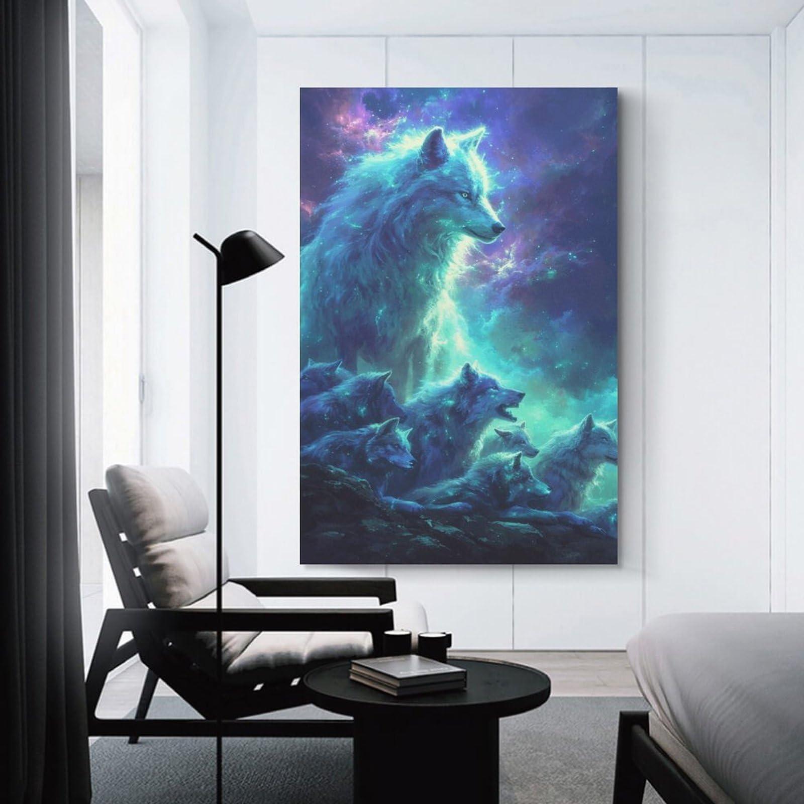 Junmoney Unframe-Style-18 Wolf Spirit Art Print Canvas Wall Picture, 24X36inch(60X90cm), For Study, Office Or Focused Interiors, Home Office Artwork With Decorative Appeal