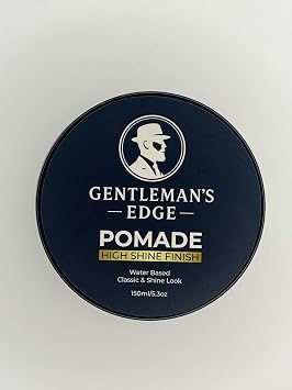Gentlemans Edge Pomade, High Shine Finish, Black, Water-Based, Professional Styling Hair Product for Men, Long-Lasting 24-Hour Hold, 1 Fl Oz
