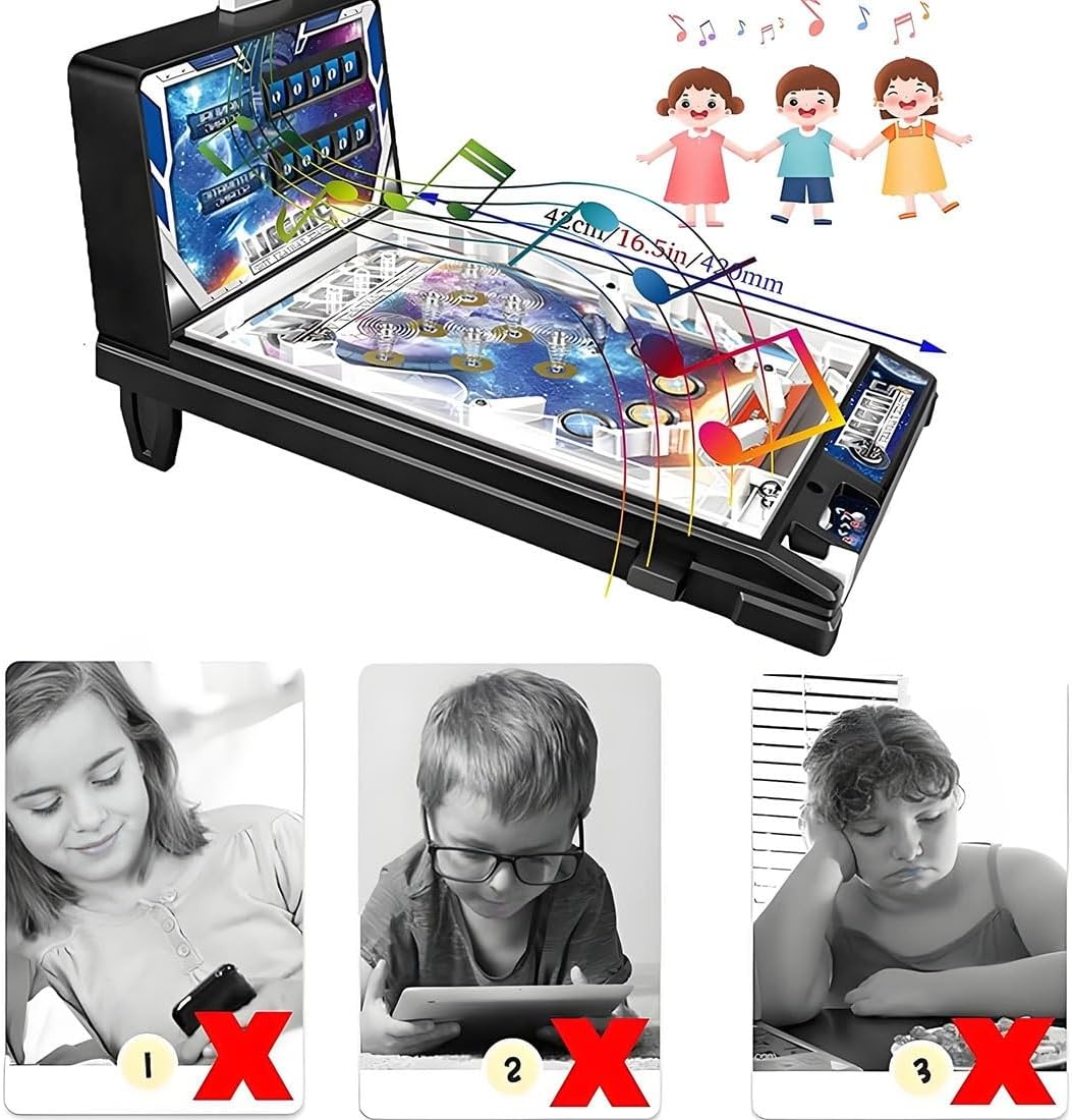 Mini Pinball Machine - Tabletop Pinball Game for Adults, Home Arcade with Light, Desktop Ball Shooting Toy - Pinball Gifts ，for Family Kids