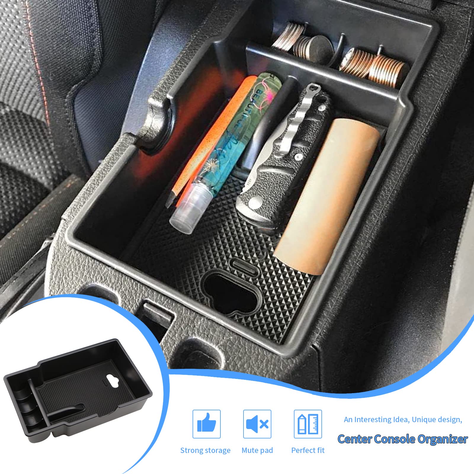 YEE PIN Organizer Per Console Centrale Per Jeep Renegade 2012-2022 - Accessorio Interno Con Tappetino Antiscivolo