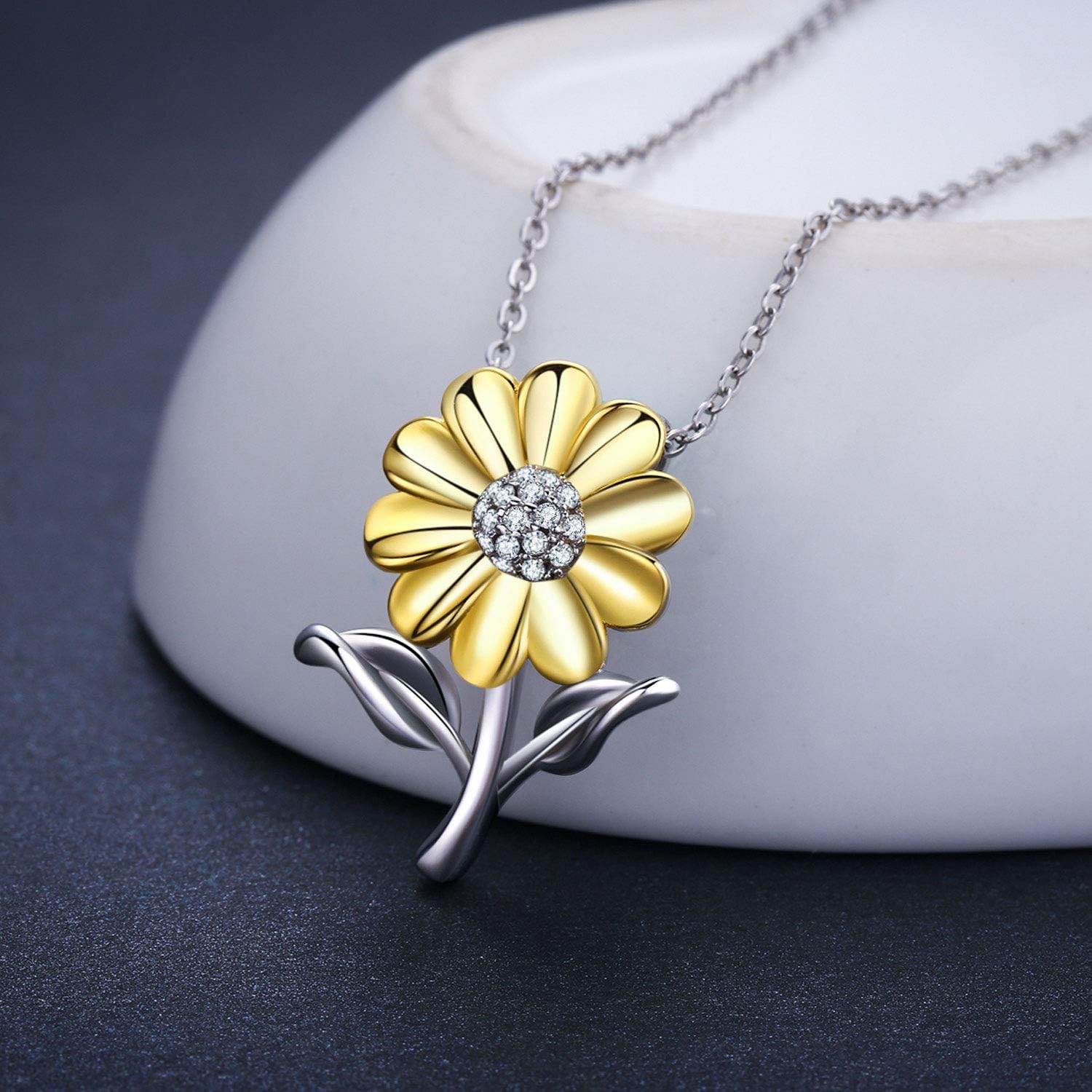 Cuoka You Are My Sunshine Necklace - Inspirational Romantic Sunflower Floral Necklaces Pendant Womens Jewelry Birthday Christmas Gift for Her Mom Wife Bestfriend Girlfriend - Image 2