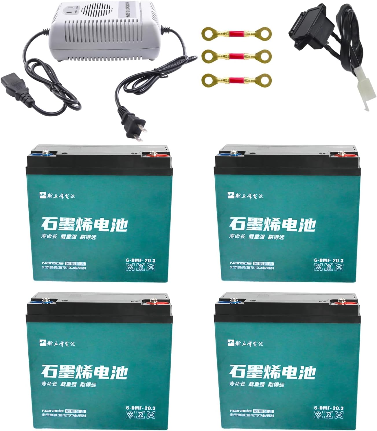 4pcs 6-DMF 6-DZM-20 6-DZF-20 12V 20AH Rechargeable Battery Sealed Lead-Acid Battery for 48V Motor Electric Mobility Scooter Dirt Bike 4 Wheers Motorcycle ATV Quad Golf Cart Go Kart Wheelchair