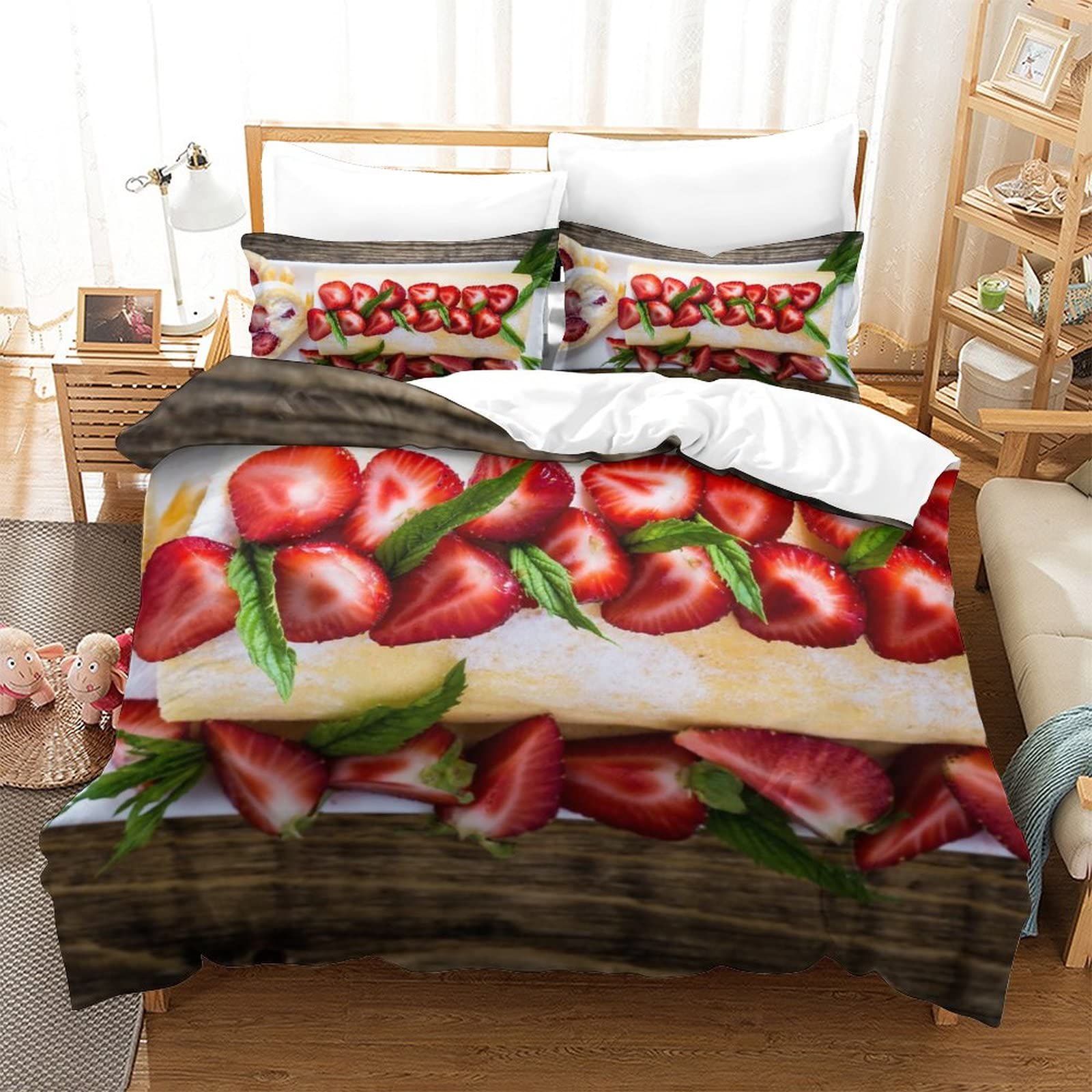 Chambre d'enfant joyeuse avec la housse de couette gâteau 220x240cm imprimée en 3D haute définition