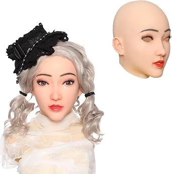 Realistic Silicone Female Mask Hand-Made Face Breathabl and Soft Lifelike Head Mask for Halloween Cosplay Fit Party