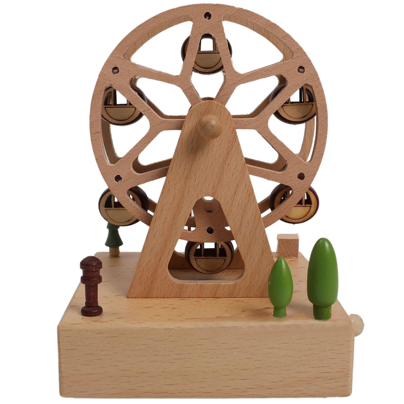 Generisch Holz-Riesenrad-Spieluhr, drehbares Deko-Karussell aus Buchenholz, handgefertigtes Geschenk, Wohndeko für Erwachsene, detailreiche Verarbeitung, Romantisches Erinnerungsstück