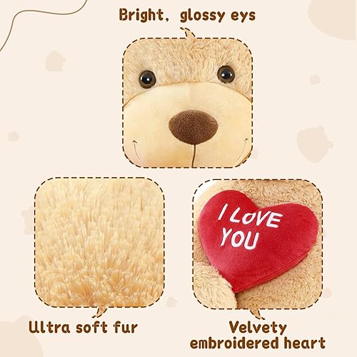 Miniatura 6 de MaoGoLan Oso de peluche grande, suave y tierno oso de peluche gigante con corazón rojo, regalo de San Valentín para niños, novia, novio, amante, 36
