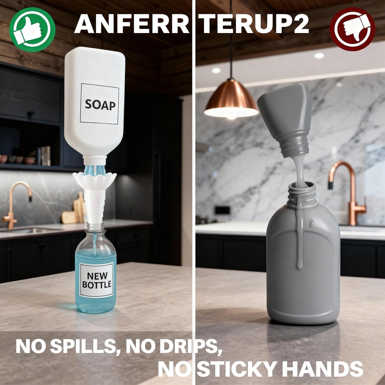 2 Pack Bottle Emptying Kit, Bottle Emptying Cap Kit with 2 Plastic Scrapers, Universal Adapter for Shampoo Lotion, Easy Transfer and Cleaning Tool, Reusable Funnel Adapter