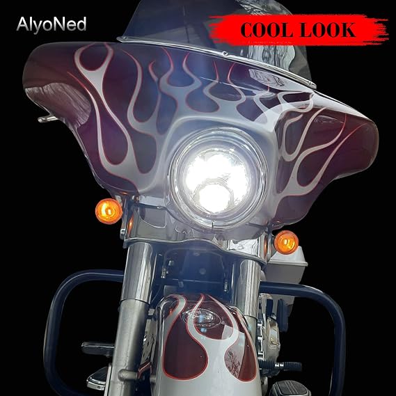 AlyoNed 7 inch Motorcycle LED Headlight DOT Lamp Kit with Mounting Bracket Compatible with Harley Davidson Fatboy Street Glide Heritage Softail Road King Switchback Electra Glide Ultra Classic Black