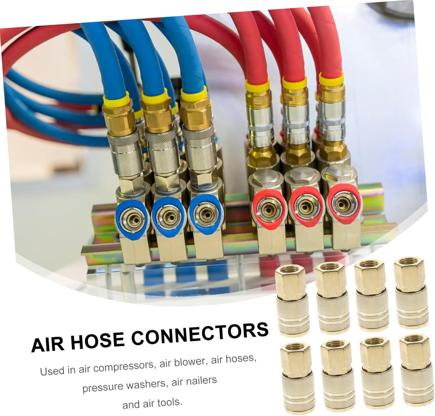 10pcs Quick Connect Air Hose Fitting Coupler Inner Thread for Air Compressors Nailers and Pneumatic Tools Gold Finish