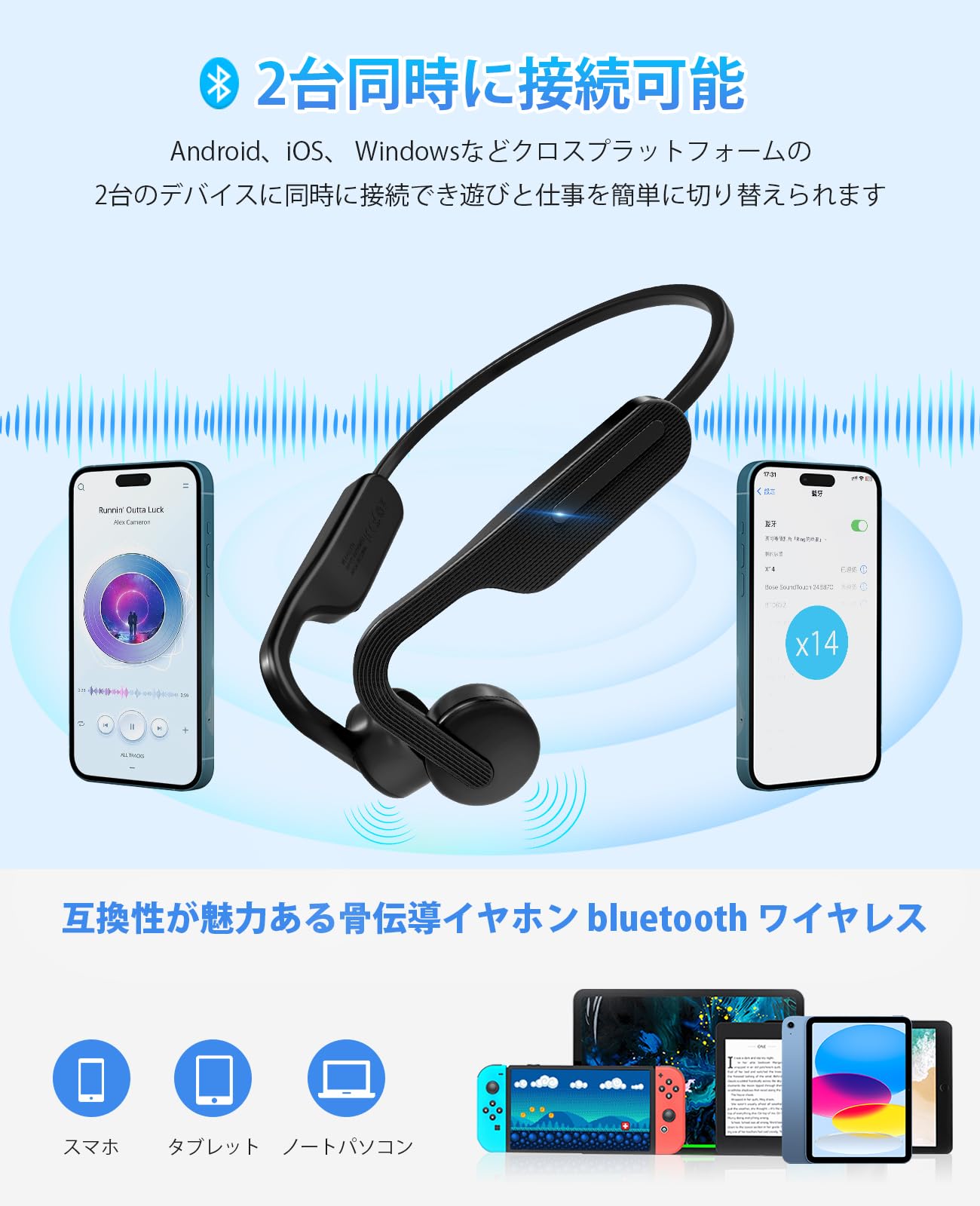 Amazon.co.jp: 骨伝導イヤホンbluetooth こつでんどう ワイヤレス骨
