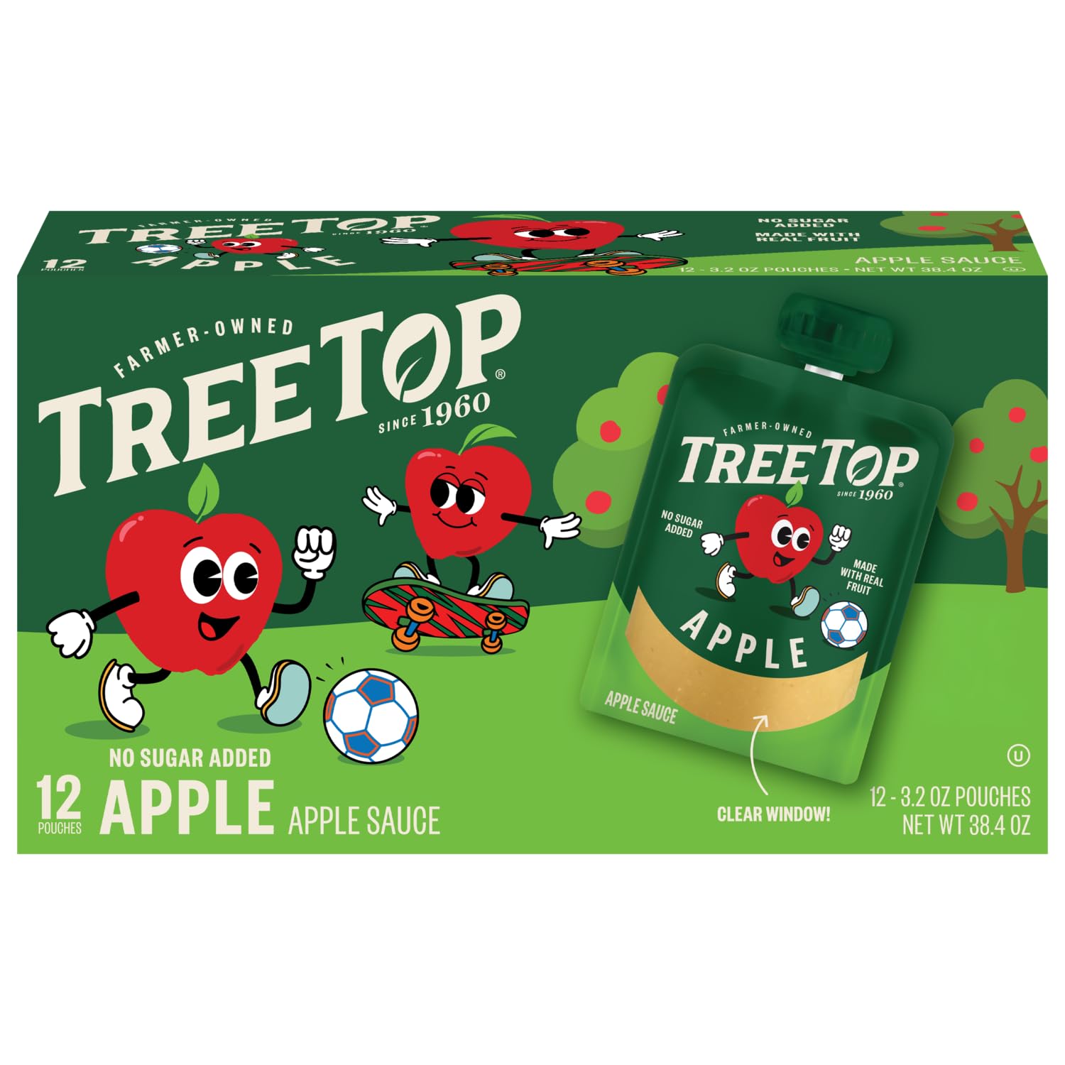 Tree Top Apple Sauce Pouches, Apple Flavor, No Sugar Added, 3.2 oz. pouches (Pack of 48)