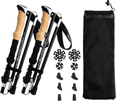 Night Cat Trekking Poles Hiking - Walking Sticks 2 Packs Aluminum 7075 Lightweight Foldable Collapsible Adjustable Extendable Backpacking Mountaineering Climbing