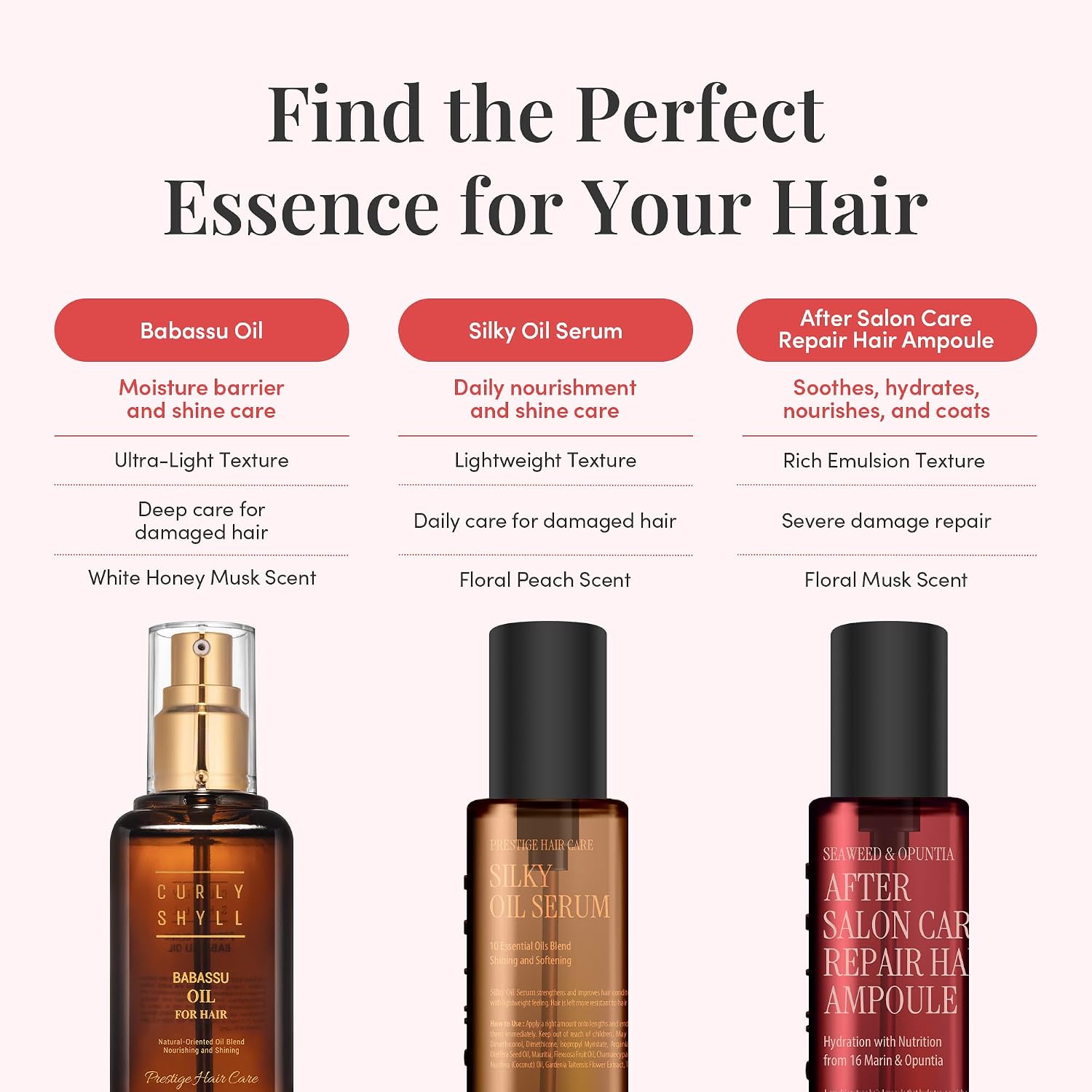 CURLYSHYLL After Salon Care Repair Hair Ampoule | Lightweight Serum Care for Daily Damaged Hair Repair | Seaweed & Opuntia Extracts | Leave-in Moisture Serum | 100ml