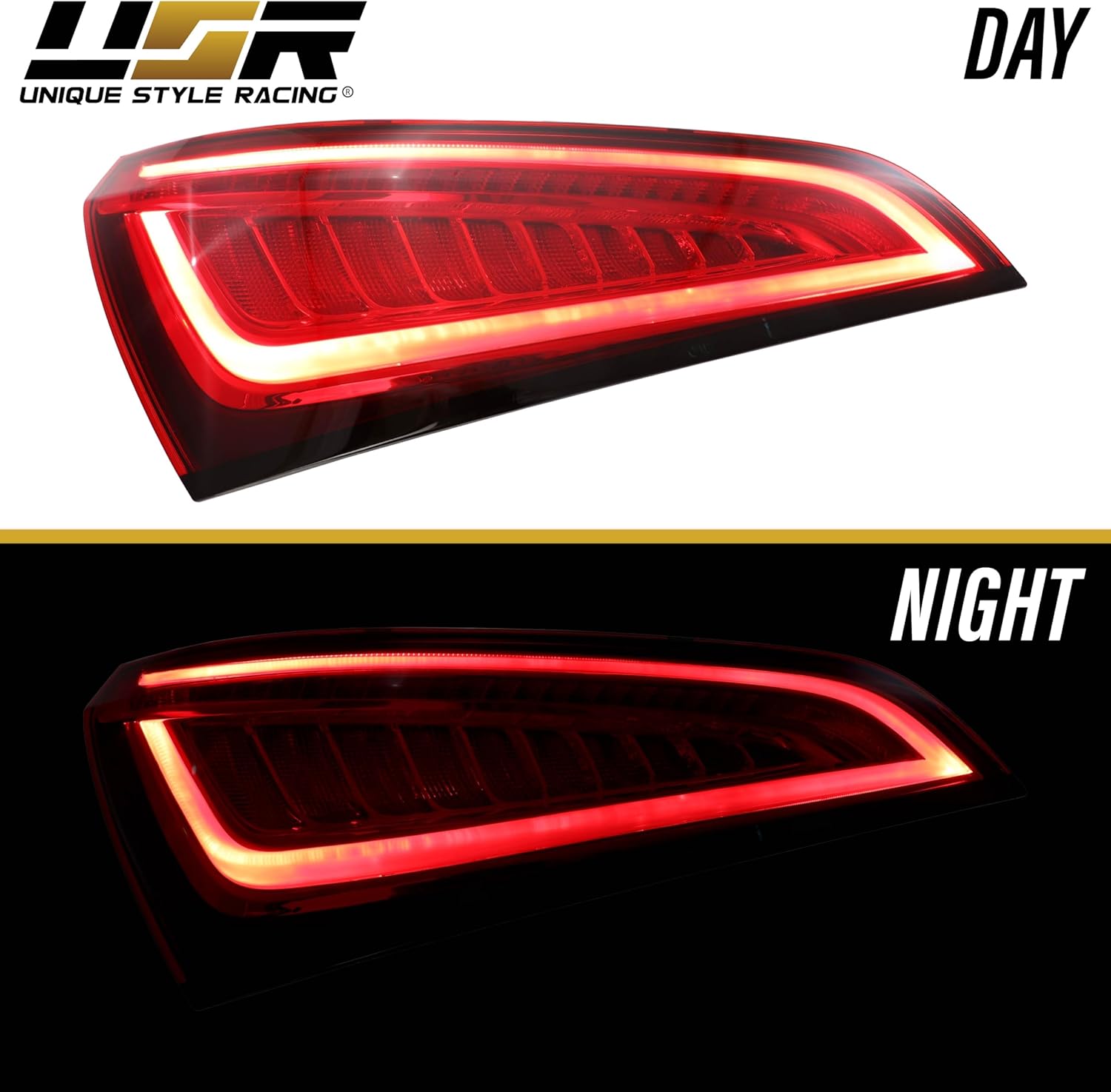 USR 08-12 Typ 8R SUV LED Light Bar UPGRADE Tail Light – Rear Tail Lamps Set (Left + Right) Pair - Compatible with 2008-2012 Audi Q5 (FACELIFT SQ5 STYLE LED TAIL LIGHTS)