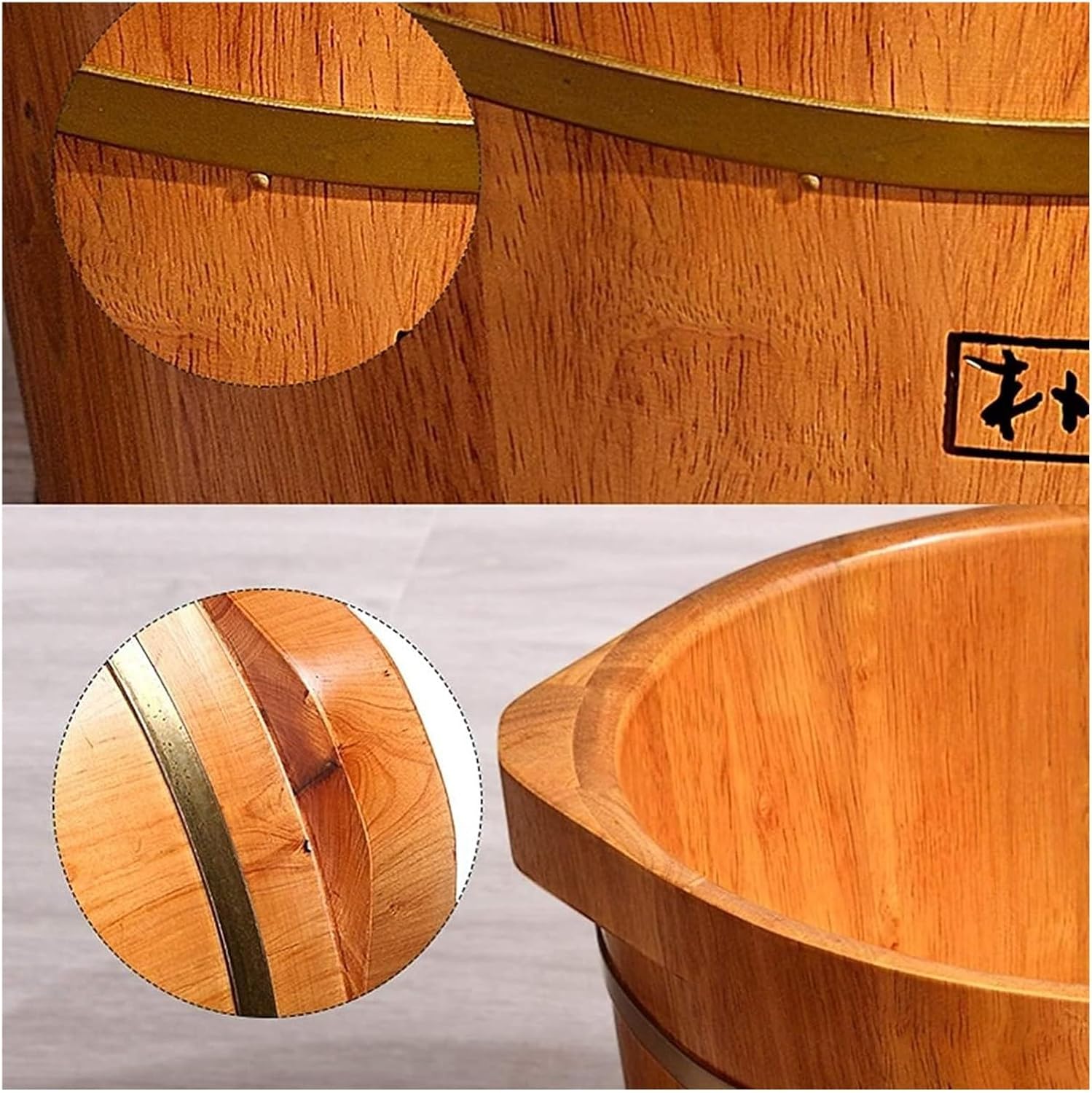 Wooden Foot Basin,Wood Foot Tub, Wooden Foot Basin Wooden Foot Basin,Solid Cedar Wood Foot Basin Tub Bucket for Foot Bath,Pedicure Bowl Spa Massage Wooden Foot Tub, (Multi colored)