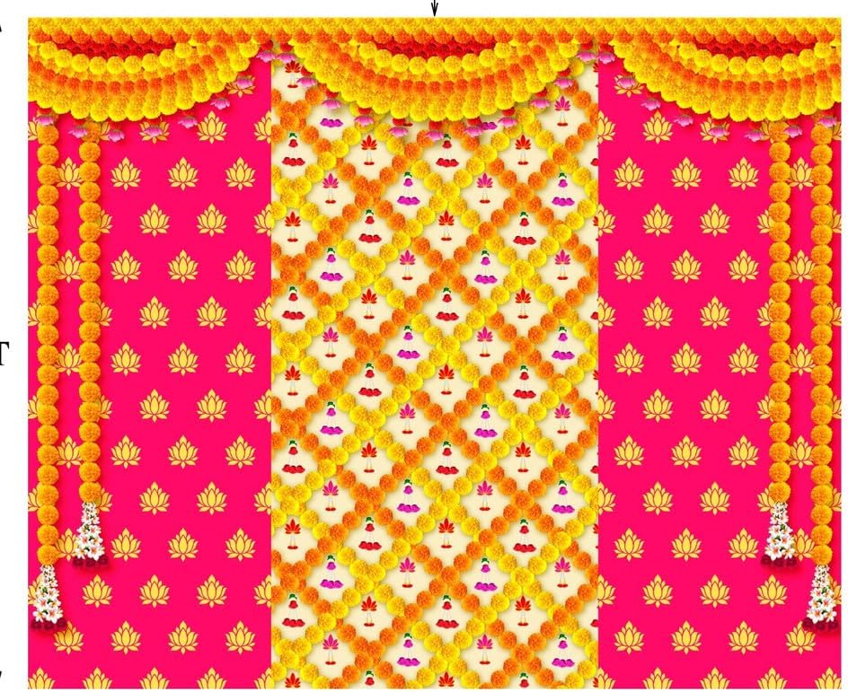 Pooja Backdrop Cloth for Decorations Flower Background Decoration Cloth Size : (8 x 8) feet (pinklotus 8x10 feet_5) Decoration Cloth for Pooja | sankranthi Decorations Backdrop