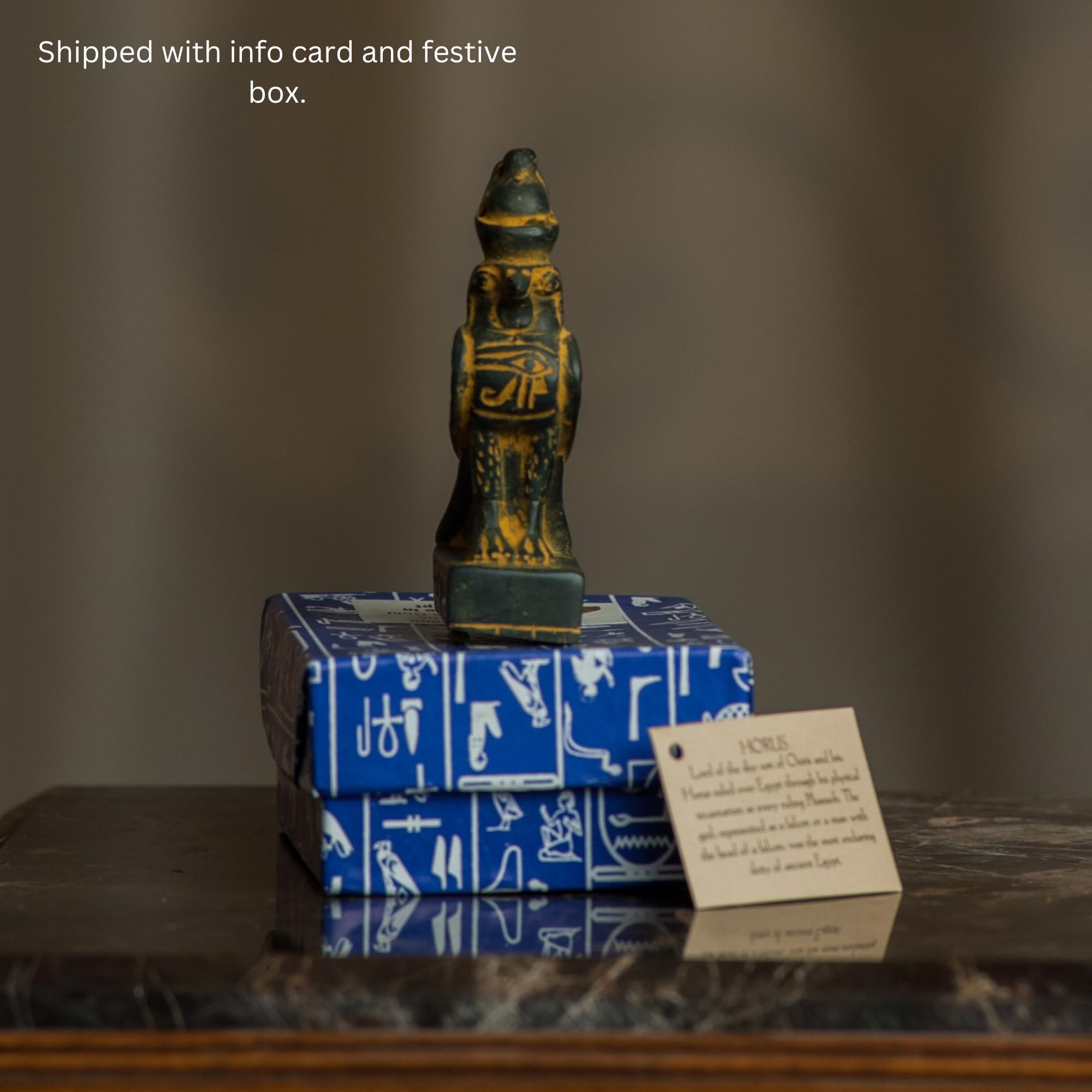 Discoveries Egyptian Imports - Antique Gold Horus Brown Mini - 4" - Made in Egypt