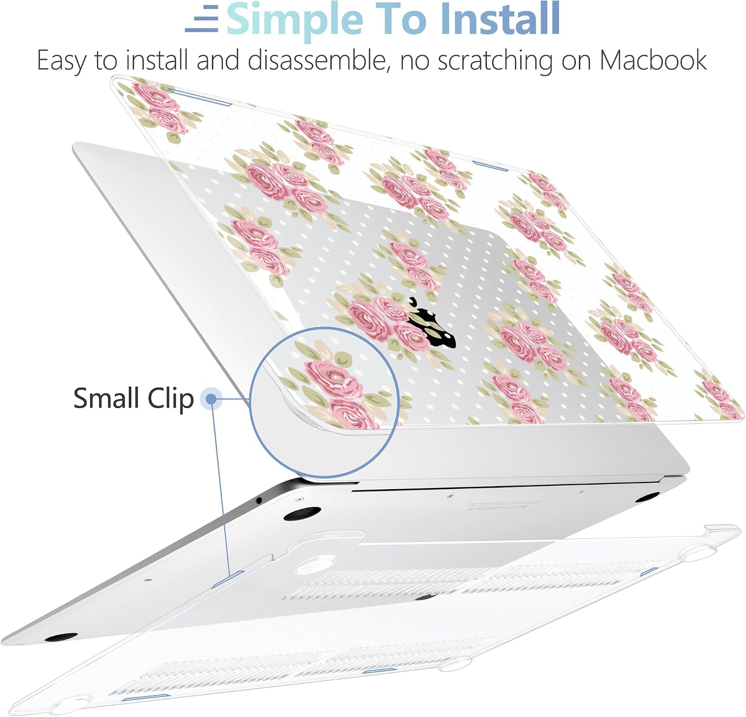 MEEgoodo for MacBook Air 13.3 inch Case 2021 2020 2019 2018 A2337 M1 A2179 A1932, Laptop Shell for MacBook Air M1 with Keyboard Webcam Cover & Trackpad Film & Type C Adapter,Vintage Chic Floral
