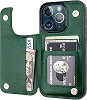 Vista 18 de ONETOP - Funda tipo cartera compatible con iPhone 13 Pro con soporte para tarjetas, funda de piel sintética con ranuras para tarjetas, doble cierre