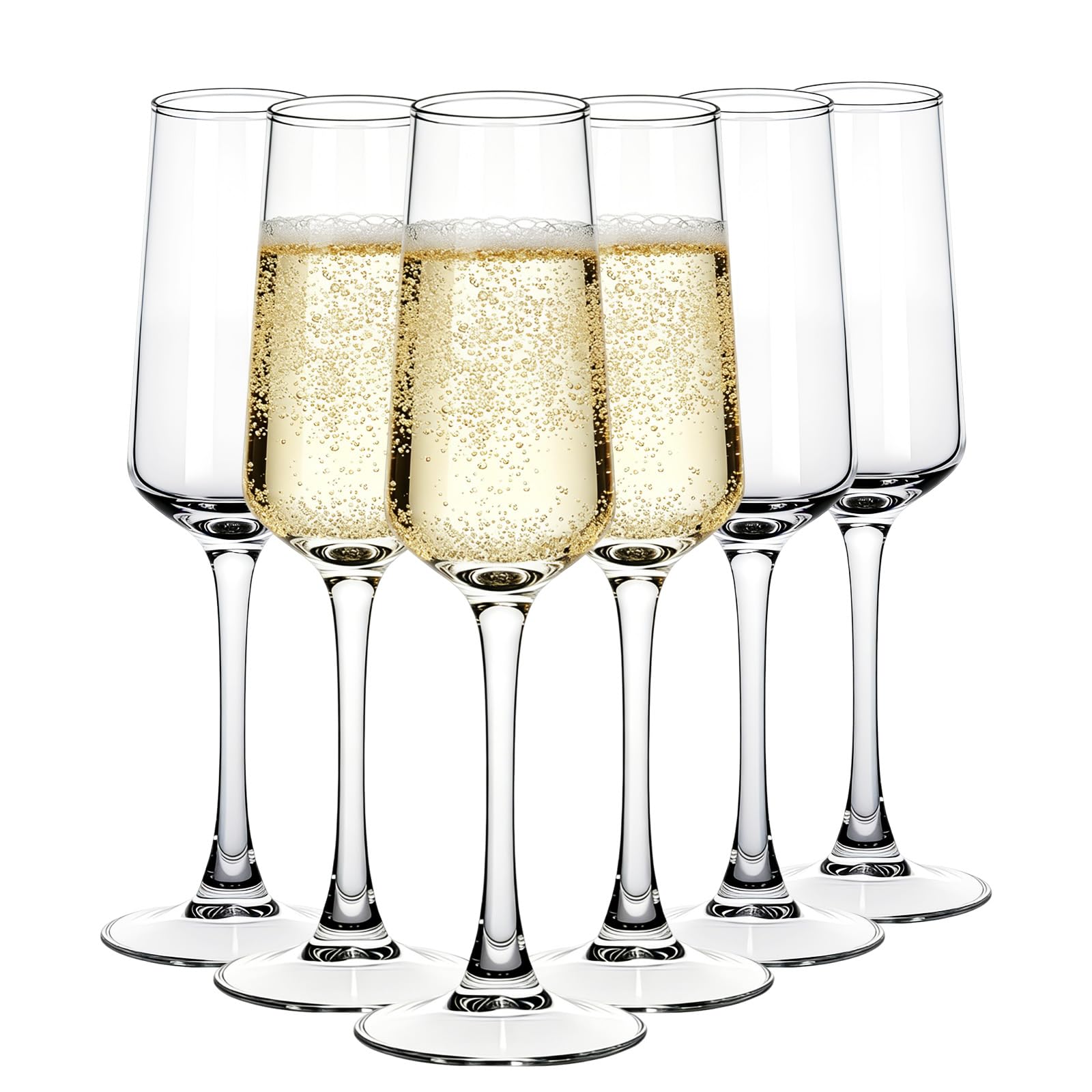 Lot de 6 flûtes à champagne élégantes de 224 g pour mariages, anniversaires et anniversaires de mariage, verres transparents parfaits pour les célébrations et les occasions spéciales