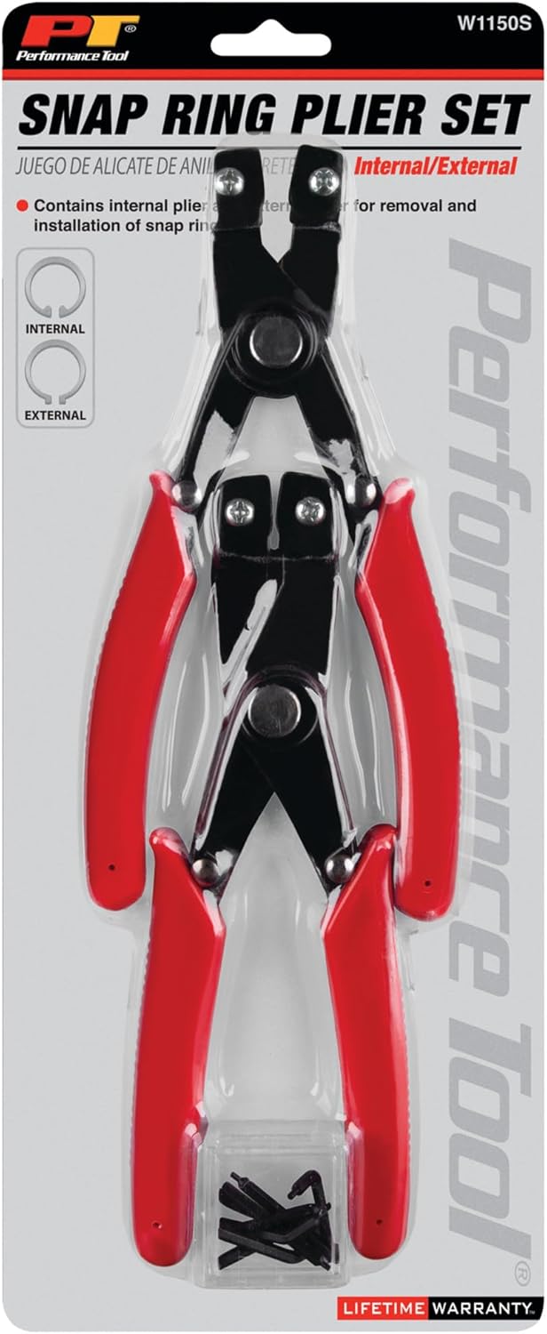 Performance Tool W1150S Internal and External Pliers Set - Straight, 90 Degree and 45 Degree Tips Included for Versatile Use