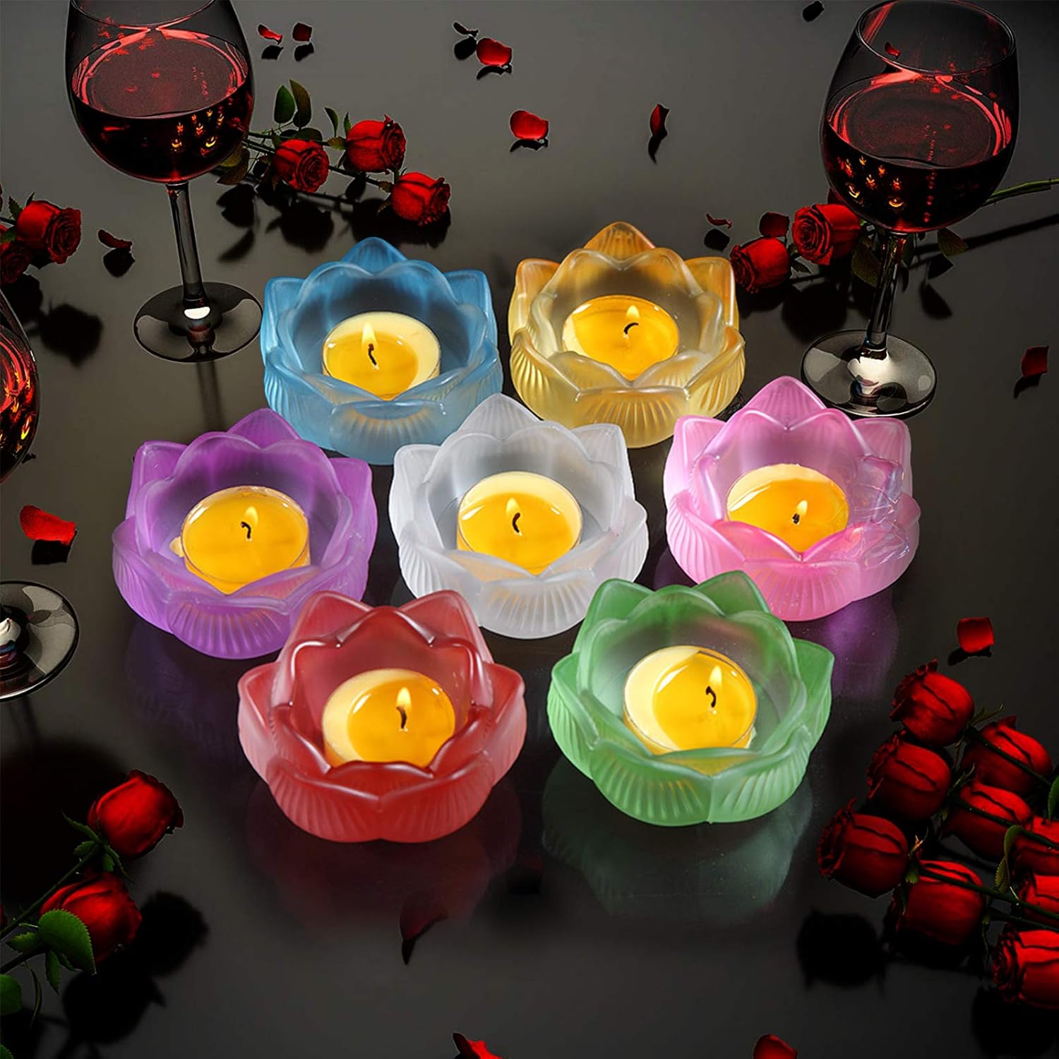 Juome Resin Molds Silicone, 2 Pcs Tealight Candles Holders Silicone Molds for Resin, Lotus Flower Candlestick Epoxy Casting Molds for DIY Crafts Jewelry Box, Trinket Container, Home Table Decoration